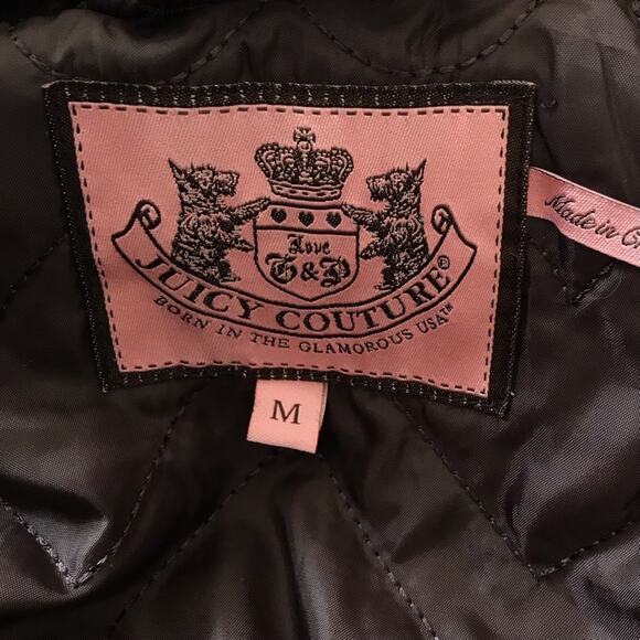 Juicy Couture Puffer Down Jacket Hoodie Coat Brown & Gold Hardware - Picture 11 of 13